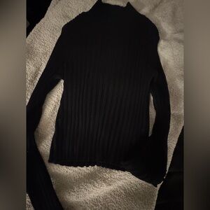 Black Ribbed Long Sleeve Sweater